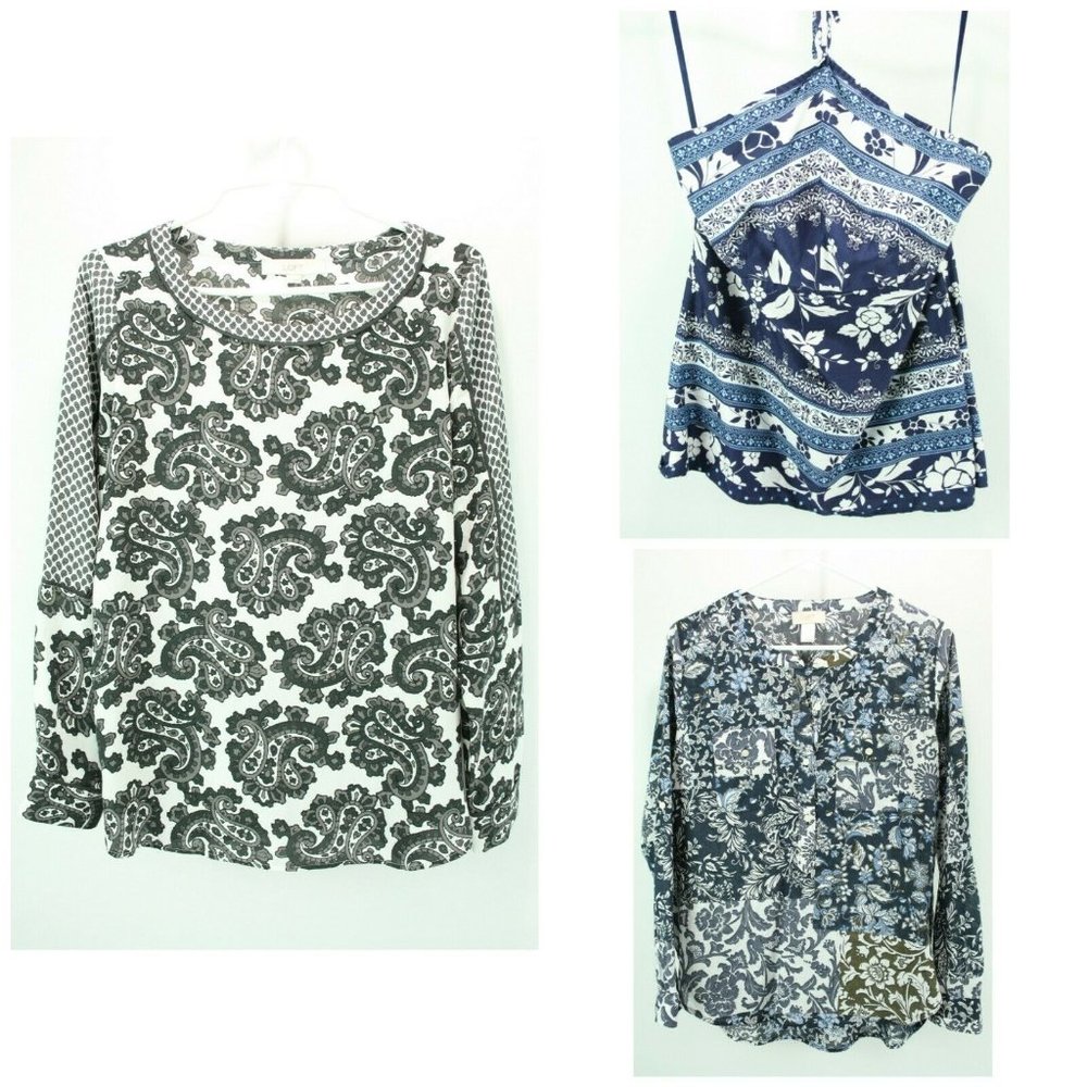 Ann Taylor Loft shirts 3 Womens Sz small & Sz 10 long sleeve & Halter Florals